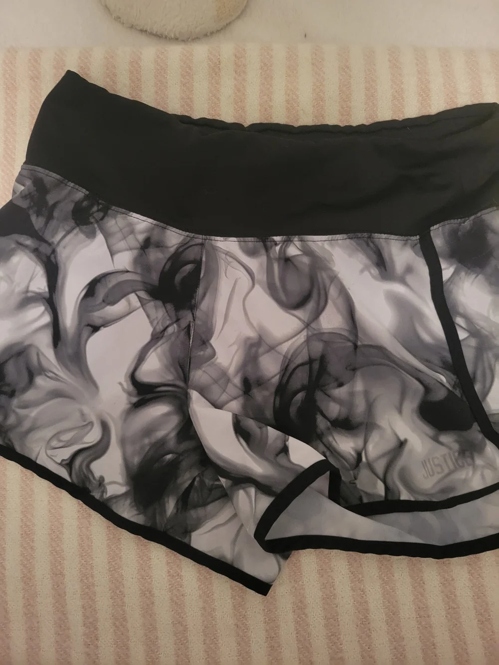 Justice Black & Gray Smoky Print Athletic Shorts